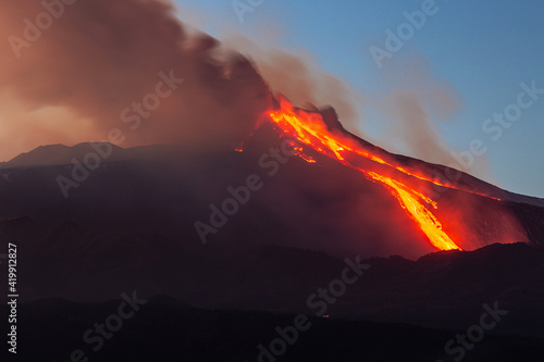  Etna volcano during the eruption