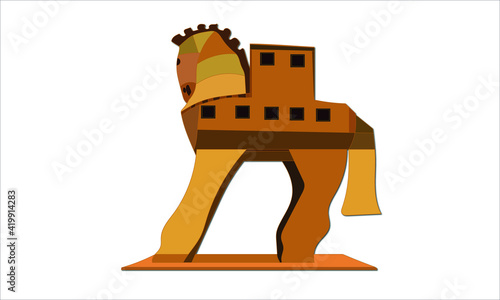 Trojan Horse. Vector image. White background.