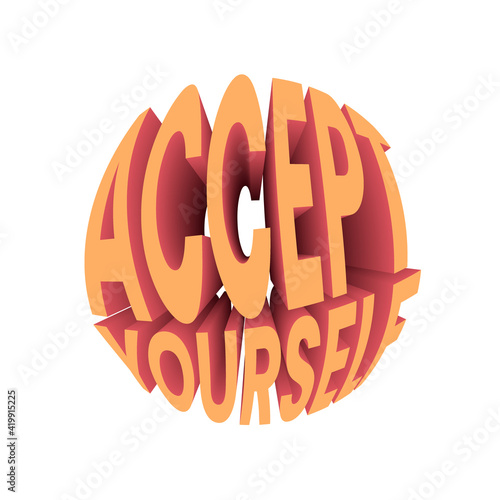 Accept yourself quote. Retro style design typography.