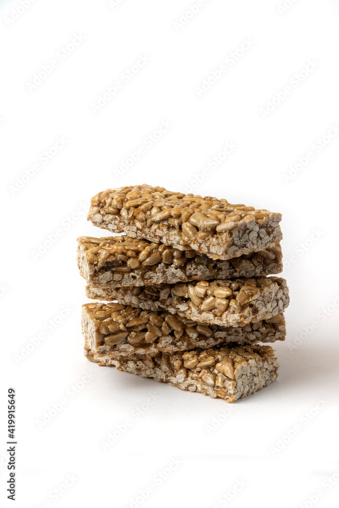 Sesame waffles pile isolated on white background Sesame waffles pile isolated on white background