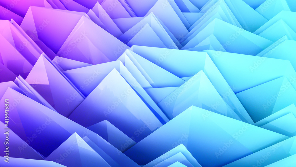 Obraz premium abstract three-dimensional background. deformed violet-turquoise surface. 3d render illustration