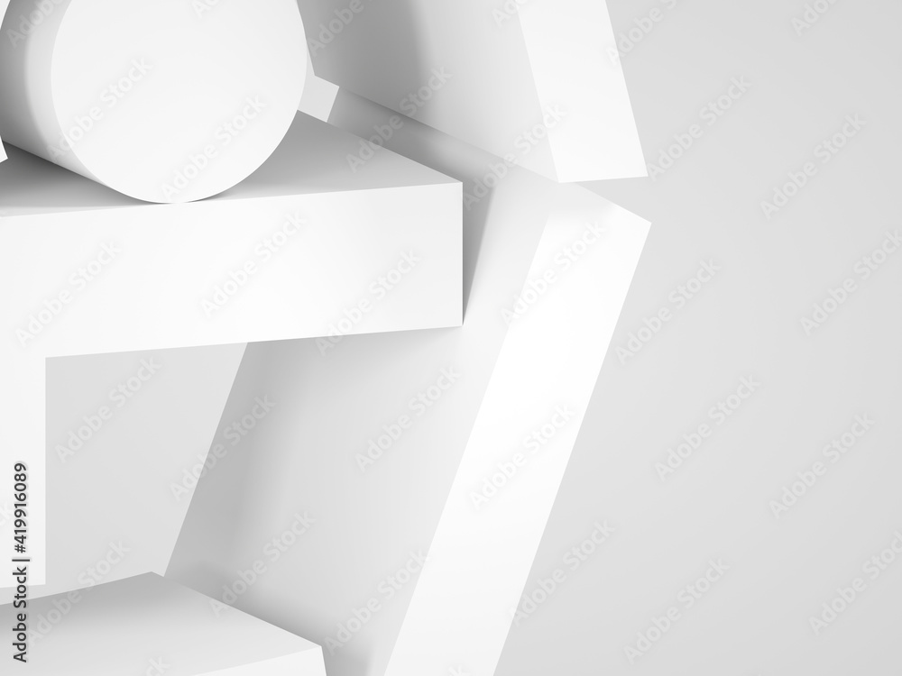 Abstract white geometric installation 3 d render Abstract white geometric installation 3 d render