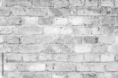 Grungy old white brick wall  background texture