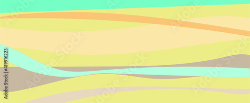 Background in trendy beach shades, cover splash. Simple design with stripes and waves of the sea.