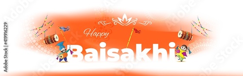 Vector illustration for happy Baisakhi, Indian punjabi festival with festival theme elements.