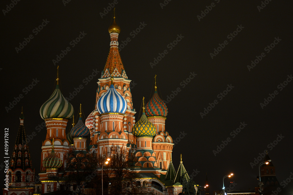 MOSCOW, RUSSIA - 25 NOVEMBER, 2019: View of Saint Basil's Cathedral on the Red Square