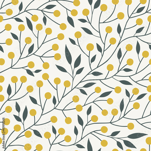 Photos Botanical folksy mimosa seamless vector pattern