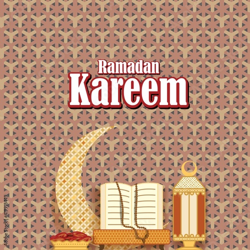 vector illustration of greeting for holy Islamic month Ramadan Kareem