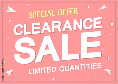 Clearance Sale, poster design template, special offer, discount banner, vector illustration