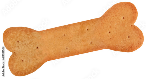 Leinwand Poster Dog food biscuit cracker shaped like bone isolated on white background
