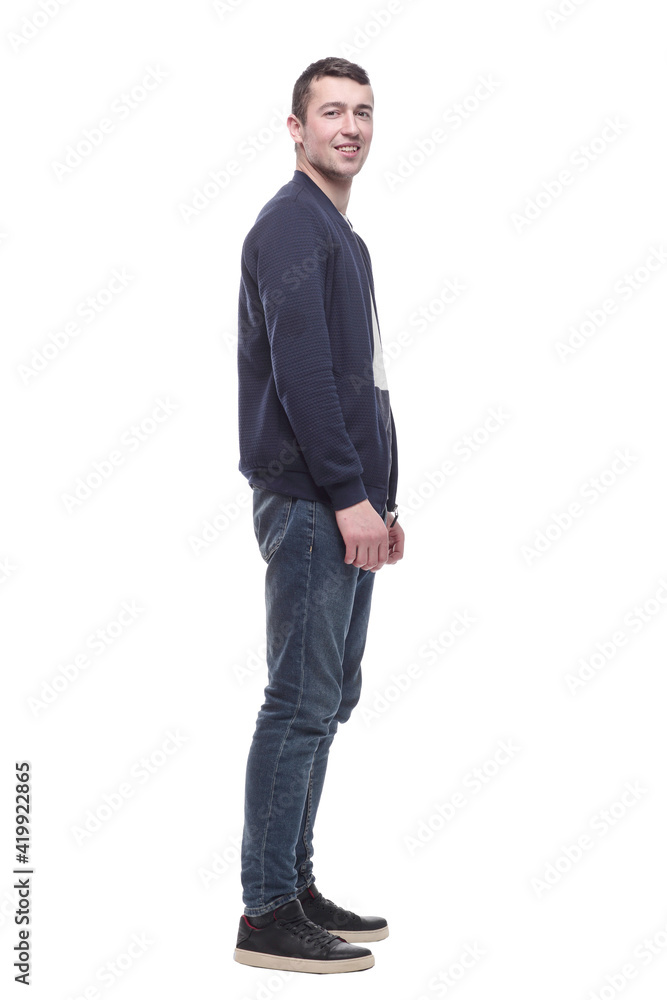 young man in jeans and a jacket . isolated on a white young man in jeans and a jacket . isolated on a white