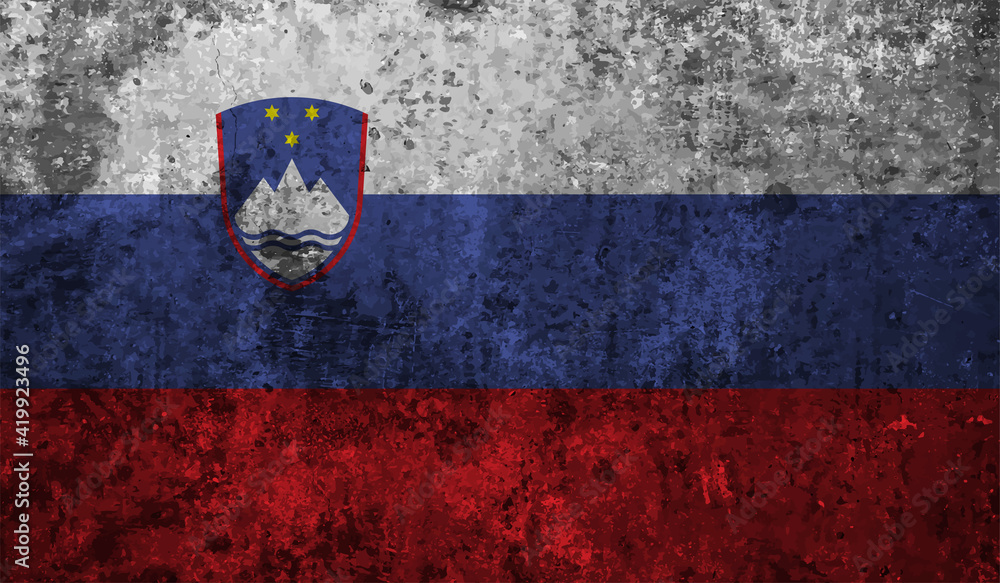 Grunge Slovenia flag. Slovenia flag with waving grunge texture.