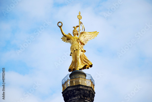 berlin siegessaeule victory column with blue sky