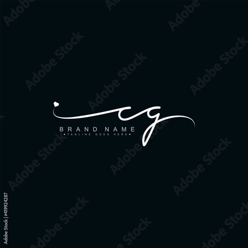 Initial Letter CG Logo - Handwritten Signature Logo