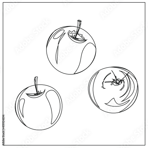 Green, yellow and red apples. Fruit. Veganism, vegetarianism, raw food diet, proper nutrition. Vector isolated objects.