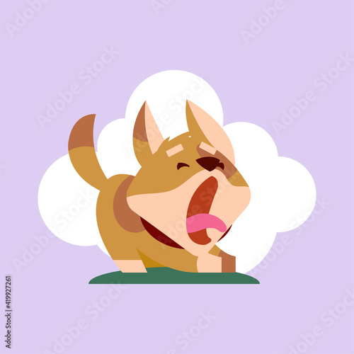 Cute yawning sleepy dog. artoon style. Conceptual vector illustration