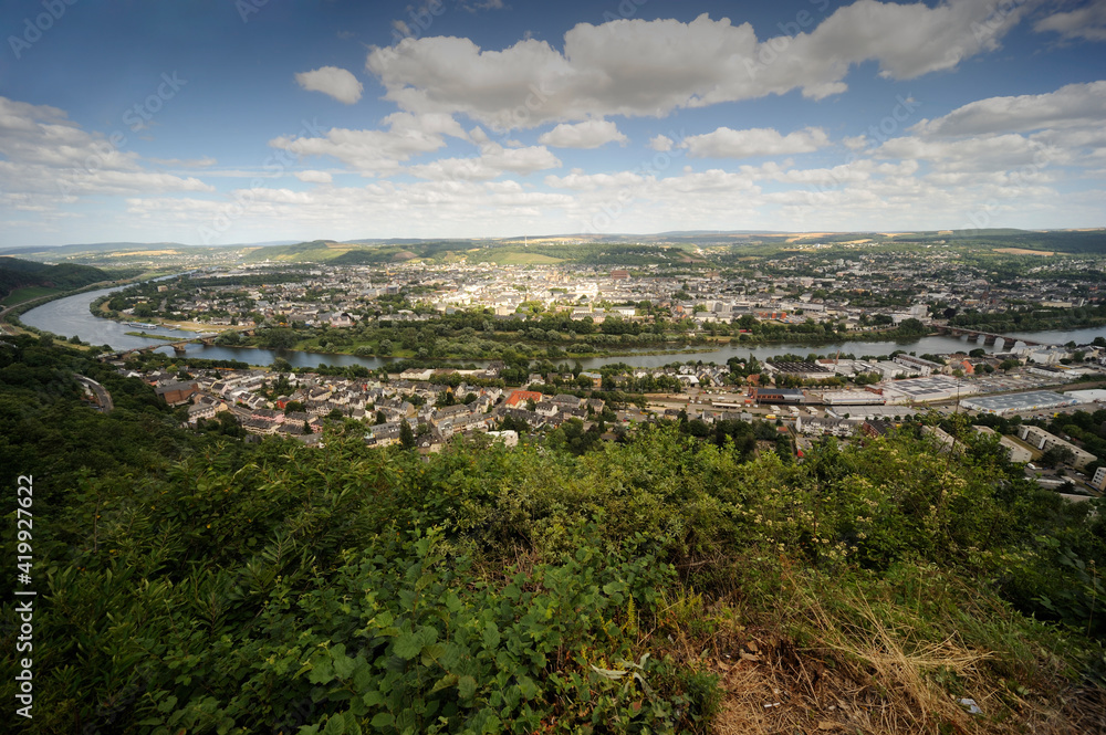 View from the Marian column on the city, Trier, Rhineland-Palatinate, Germany, Europe