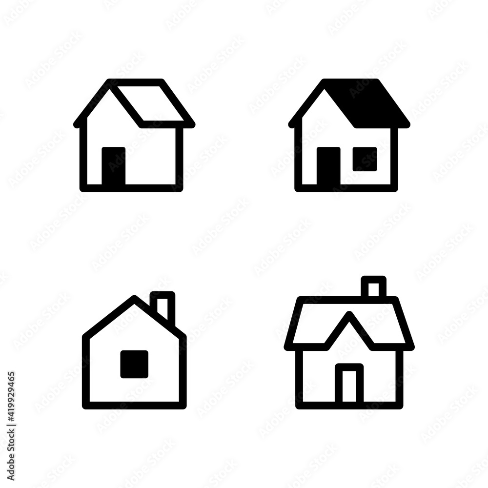 Set of house vector icons. Homes clipart symbols. Home pictogram collection.