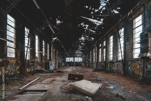 An old abandoned industrial area with graffitis