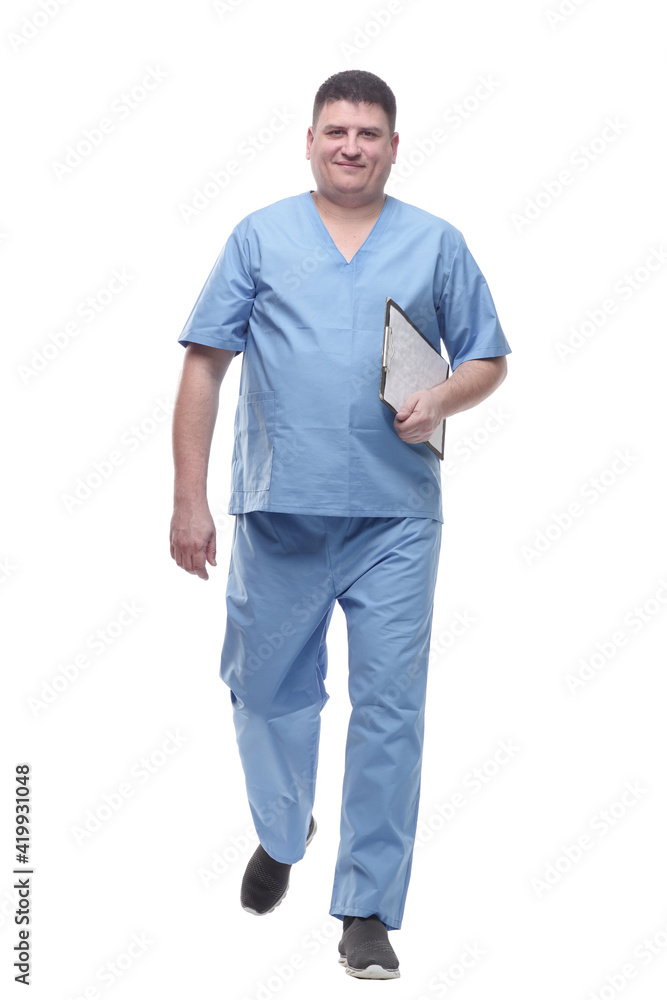 male doctor with a clipboard . isolated on a white male doctor with a clipboard . isolated on a white