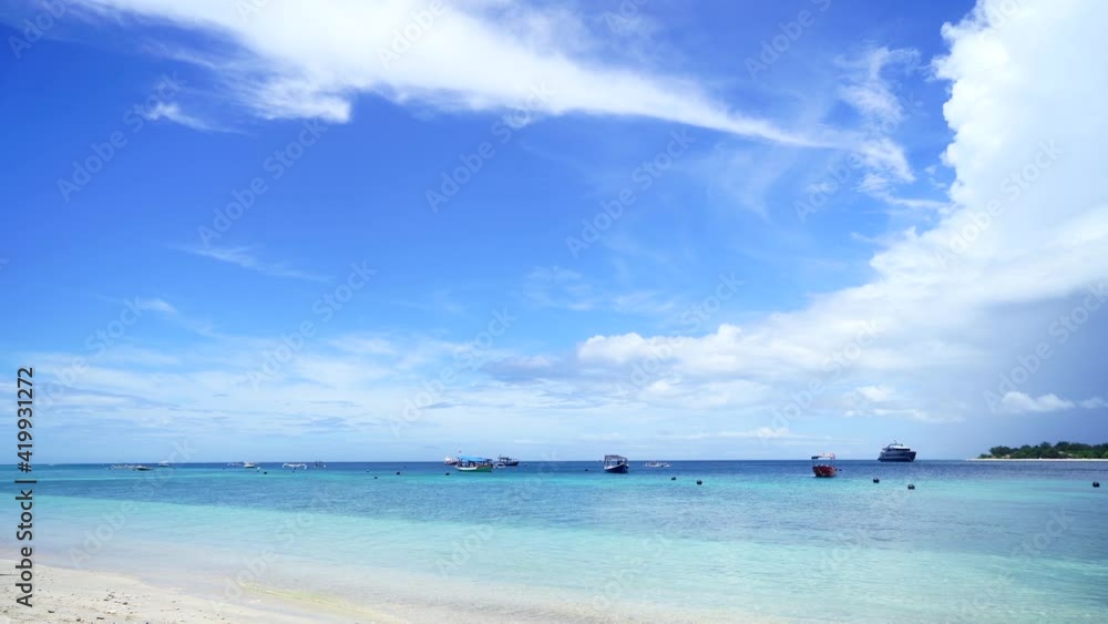 View of nice empty sandy beach, turquoise water in Lombok Beach View of nice empty sandy beach, turquoise water in Lombok Beach