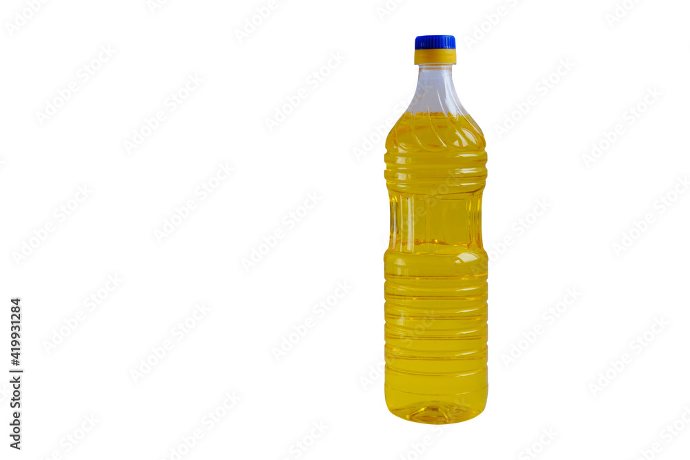 Sunflower oil in a plastic bottle isolated Sunflower oil in a plastic bottle isolated