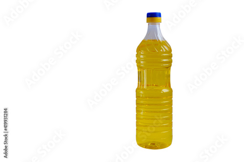 Sunflower oil in a plastic bottle isolated