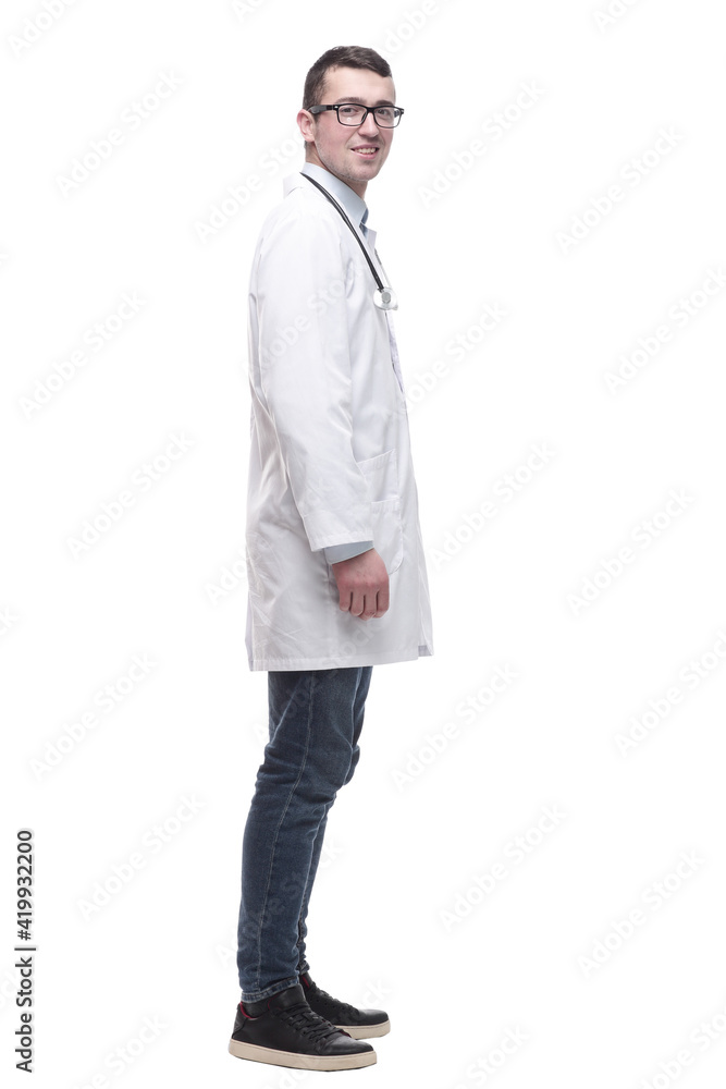 Fototapeta premium male doctor with a stethoscope. isolated on a white
