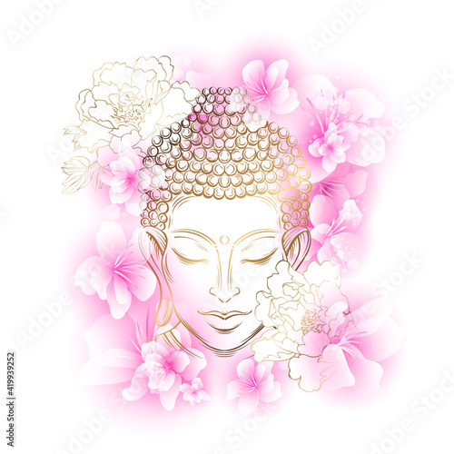 Fototapeta Naklejka Na Ścianę i Meble -  Buddha flowers sakura