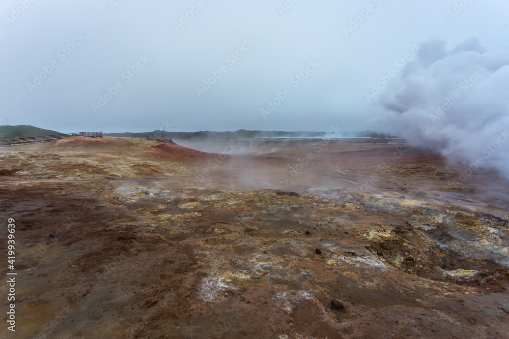 The geothermal area of Gunnuhver is located in the western part of the Reykjanes peninsula The geothermal area of Gunnuhver is located in the western part of the Reykjanes peninsula
