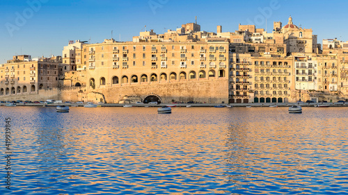 Malta, Senglea peninsula in morning light, panorama image