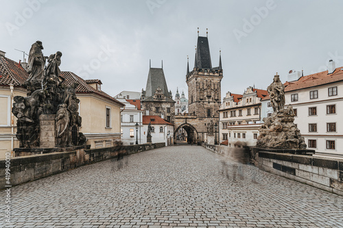 Lesser Town bridge towers and Charlese bridge, Czech Republic