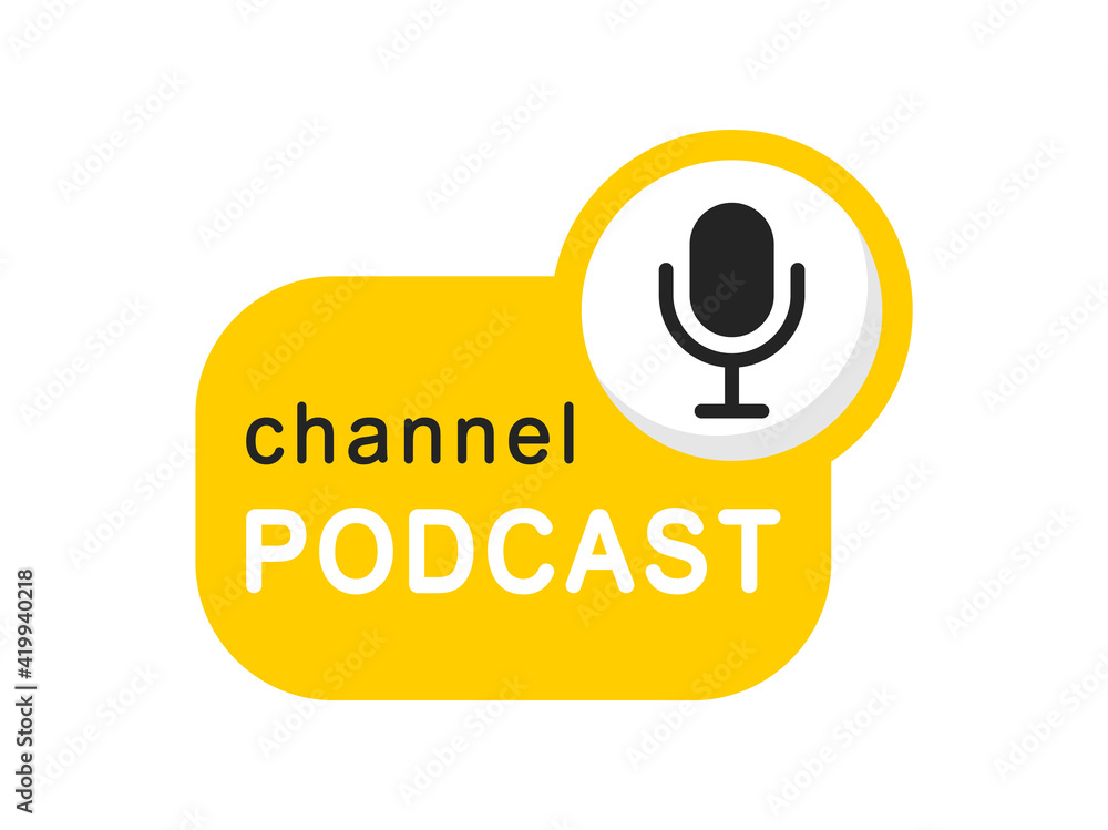 Podcast logo. The microphone icon. Podcast radio icon. Studio microphone with webcast. Audio record concept. Vector illustration. Podcast logo. The microphone icon. Podcast radio icon. Studio microphone with webcast. Audio record concept. Vector illustration.