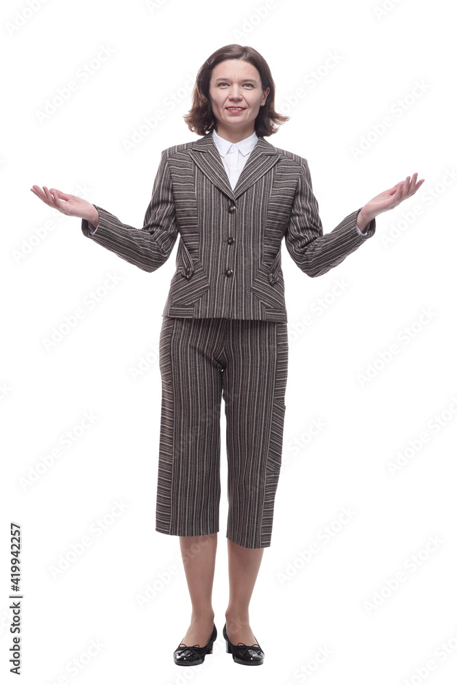 in full growth.business woman in a pantsuit . in full growth.business woman in a pantsuit .