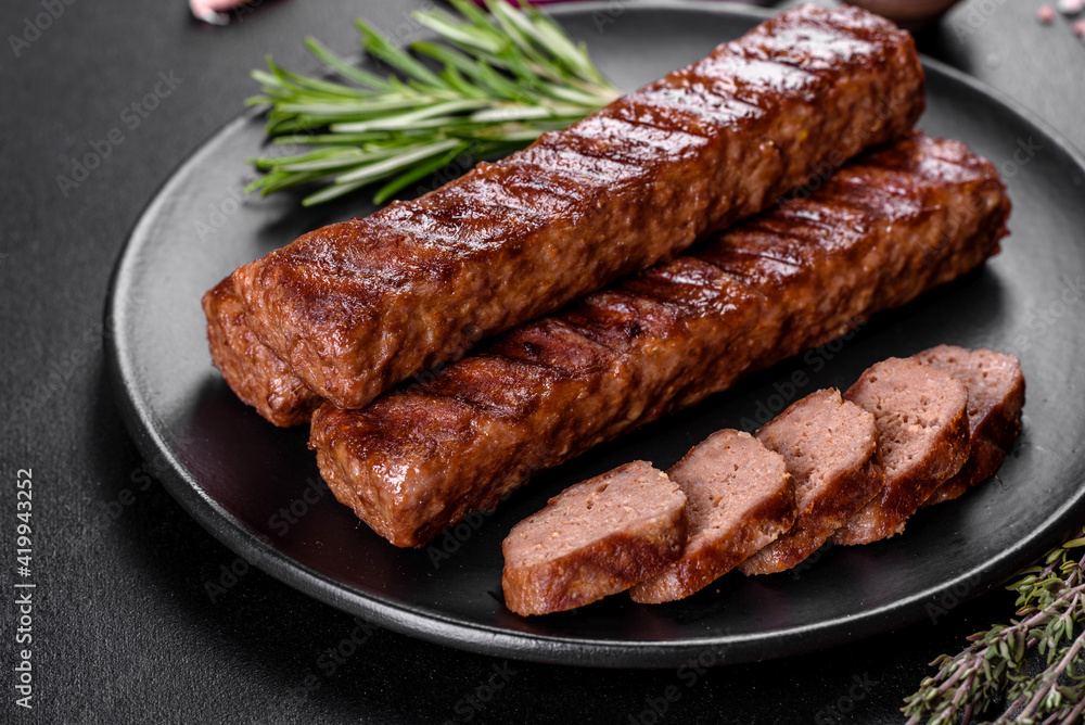 Fresh tasty kebab grilled with spices and herbs Fresh tasty kebab grilled with spices and herbs