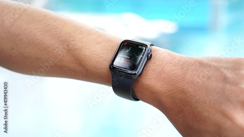 Apple Watch monitoring Heart Rate : Bali Indonesia 15 March 2021 photo