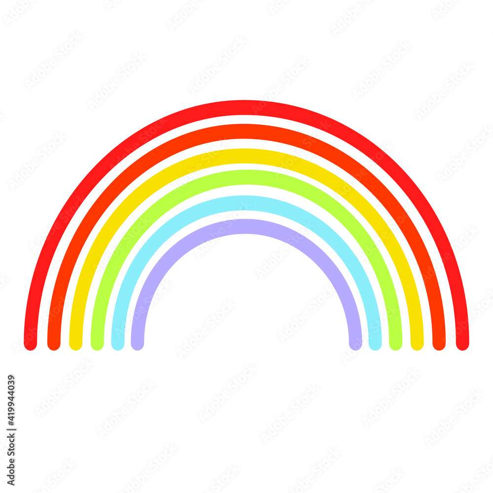 Flat vector cartoon rainbow design isolated on white background. Flat vector cartoon rainbow design isolated on white background.
