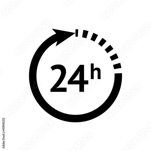 Clock coutdown icon vector. Work graphic 24 hour concept