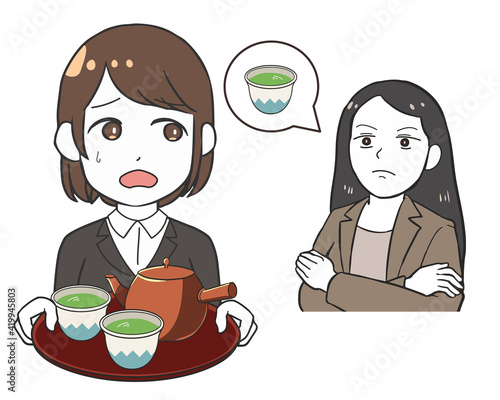 お茶くみを強要する　嫌がる女性　女性の上司