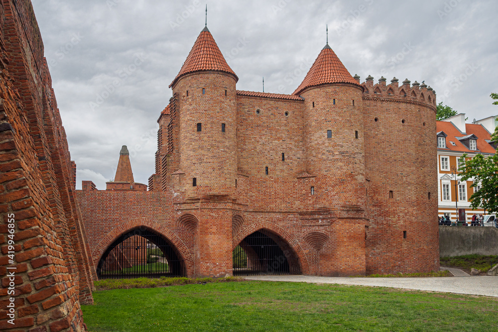 Barbican fortress in the historic center of Warsaw, Poland