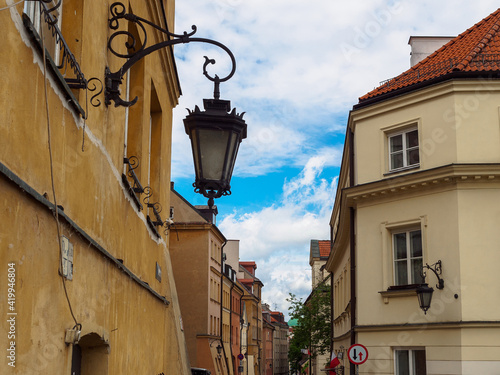 Obraz na płótnie Lantern on an old street in Warsaw, Poland w salonie