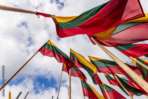 Lithuanian flags waving in a wind 