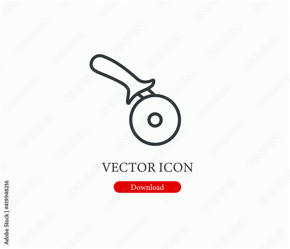 Pizza cutter vector icon. Editable stroke. Linear style sign for use on web design and mobile apps, logo. Symbol illustration. Pixel vector graphics - Vector Pizza cutter vector icon. Editable stroke. Linear style sign for use on web design and mobile apps, logo. Symbol illustration. Pixel vector graphics - Vector