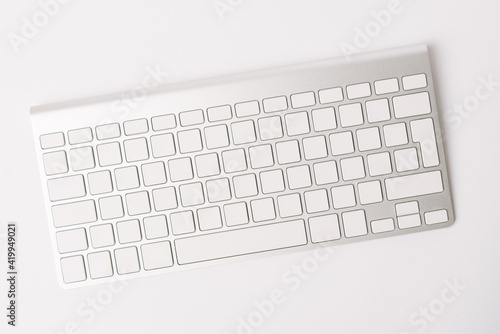 Top view photo of pc keyboard without characters, clean keyboard