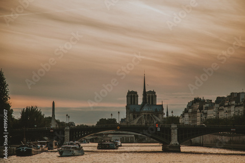 notre dame cathedral at sunset