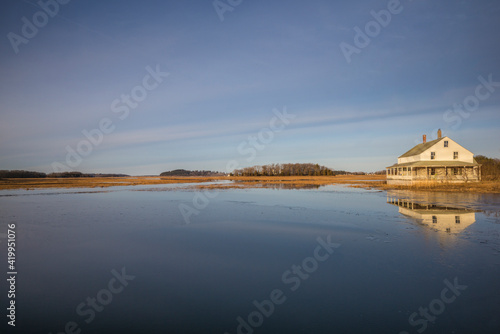 USA, Massachusetts, Cape Ann, Essex. House on Essex Bay.