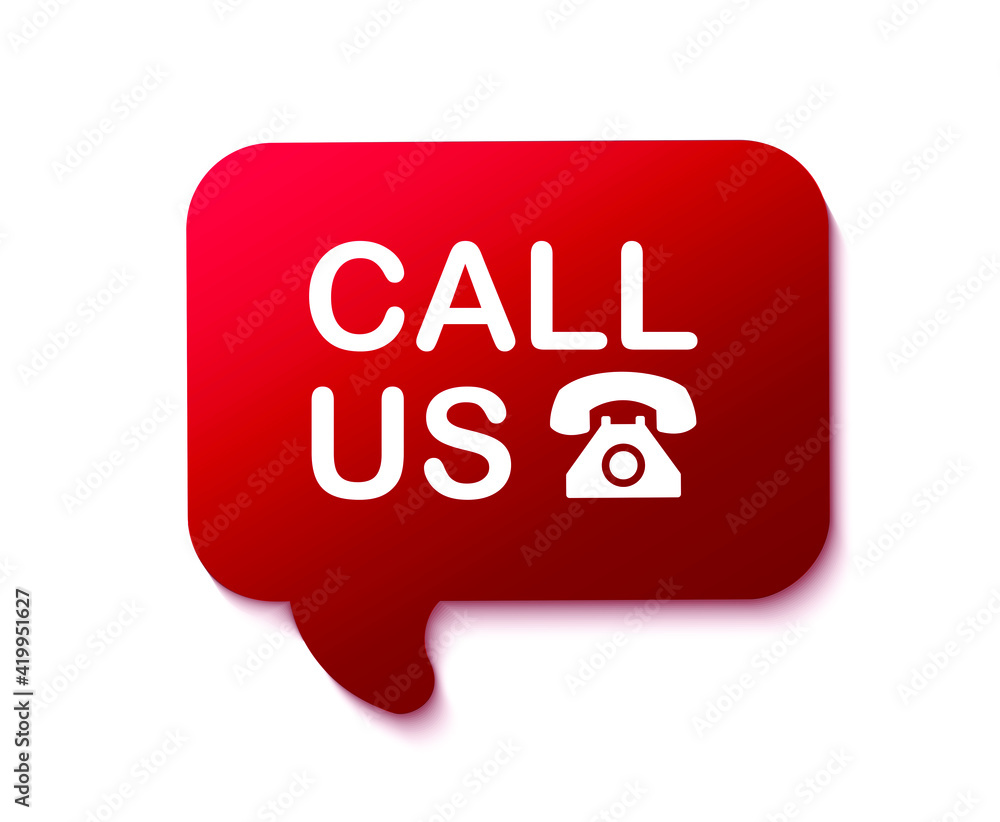 Red easy vector illustration isolated paper bubble banner call us. This element is well adapted for web design. Red easy vector illustration isolated paper bubble banner call us. This element is well adapted for web design.