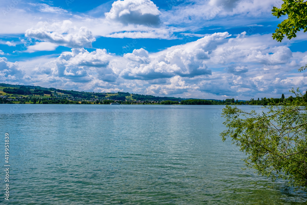 Beautiful view of the lake with cloudy sky