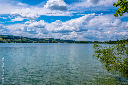 Beautiful view of the lake with cloudy sky