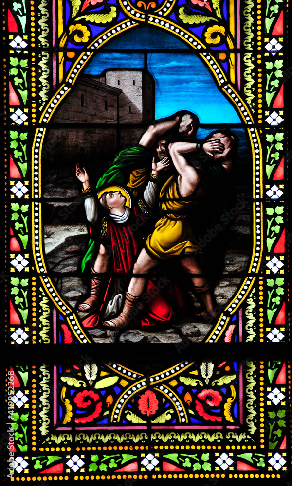 Death of Saint Stephen stain glass Death of Saint Stephen stain glass